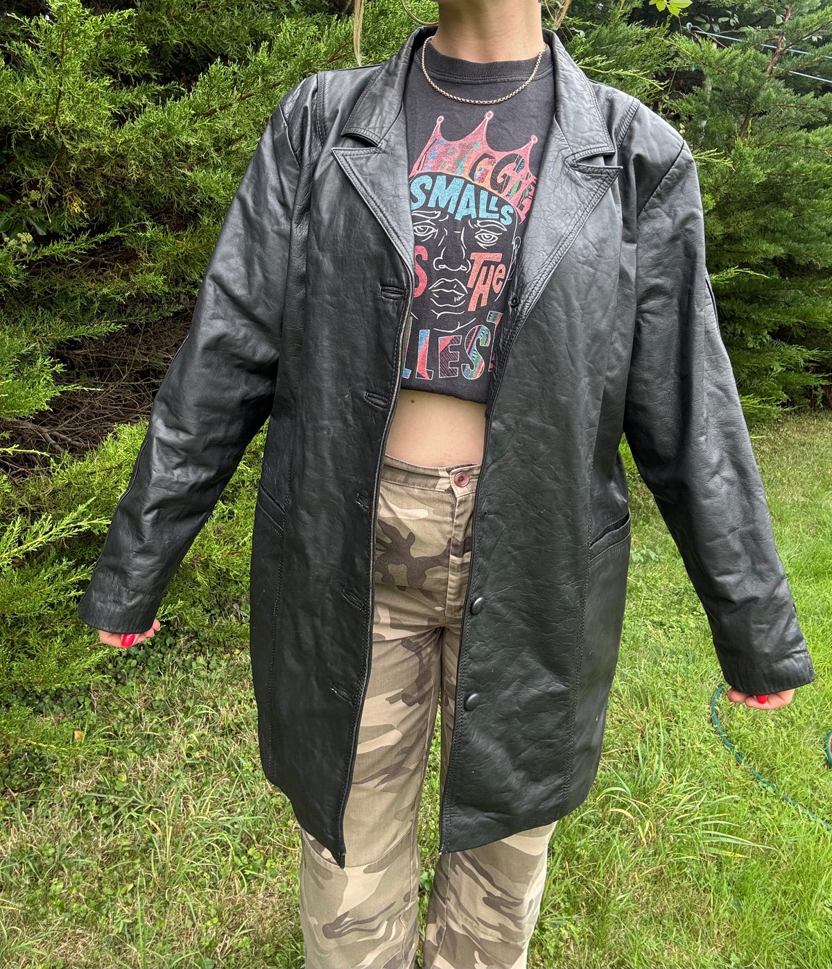 Matrix style vintage 90s leather jacket