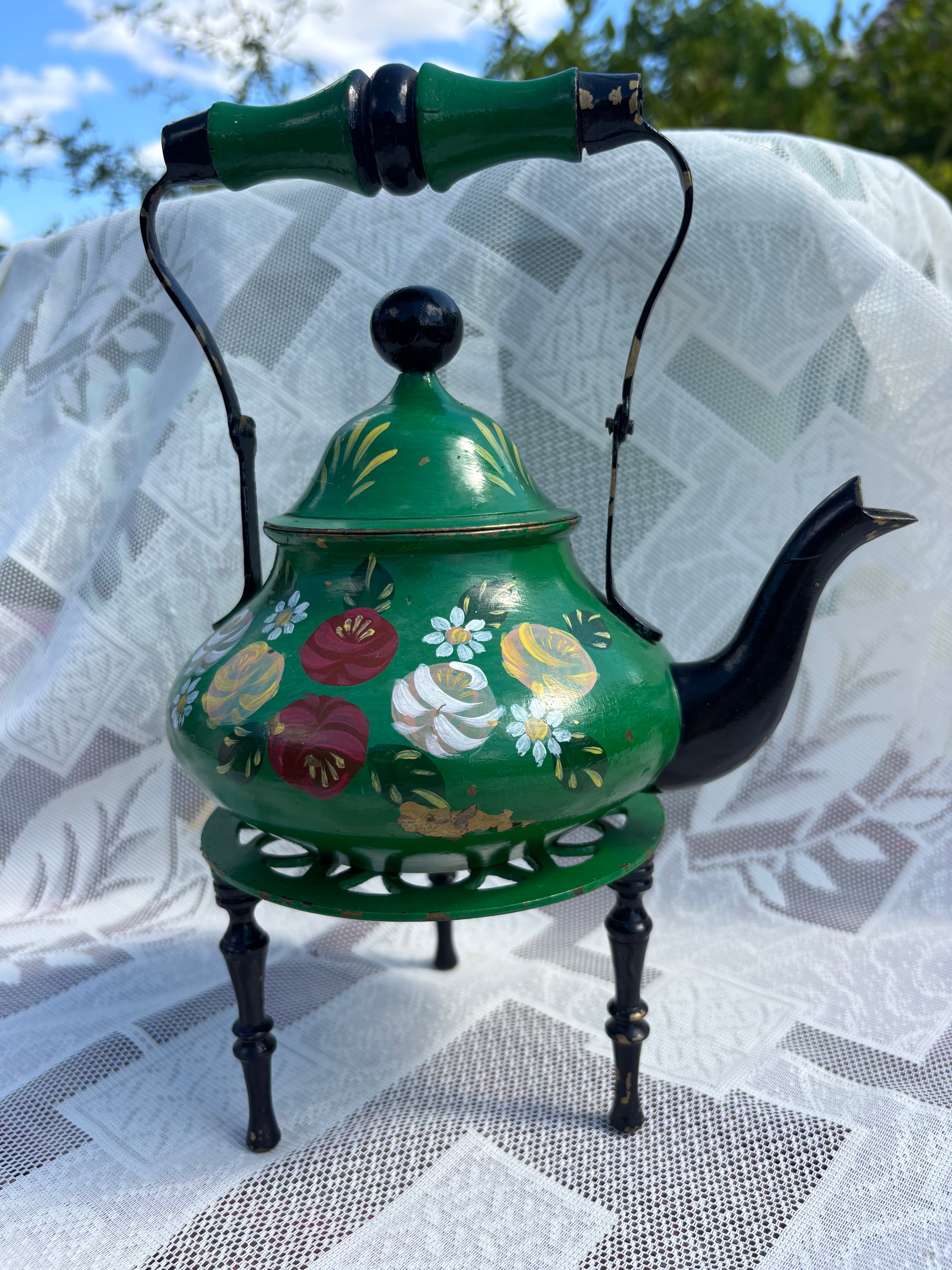 Vintage decorative hand-painted teapot
