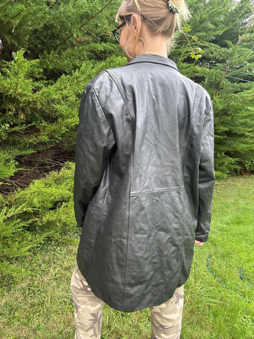 Matrix style vintage 90s leather jacket