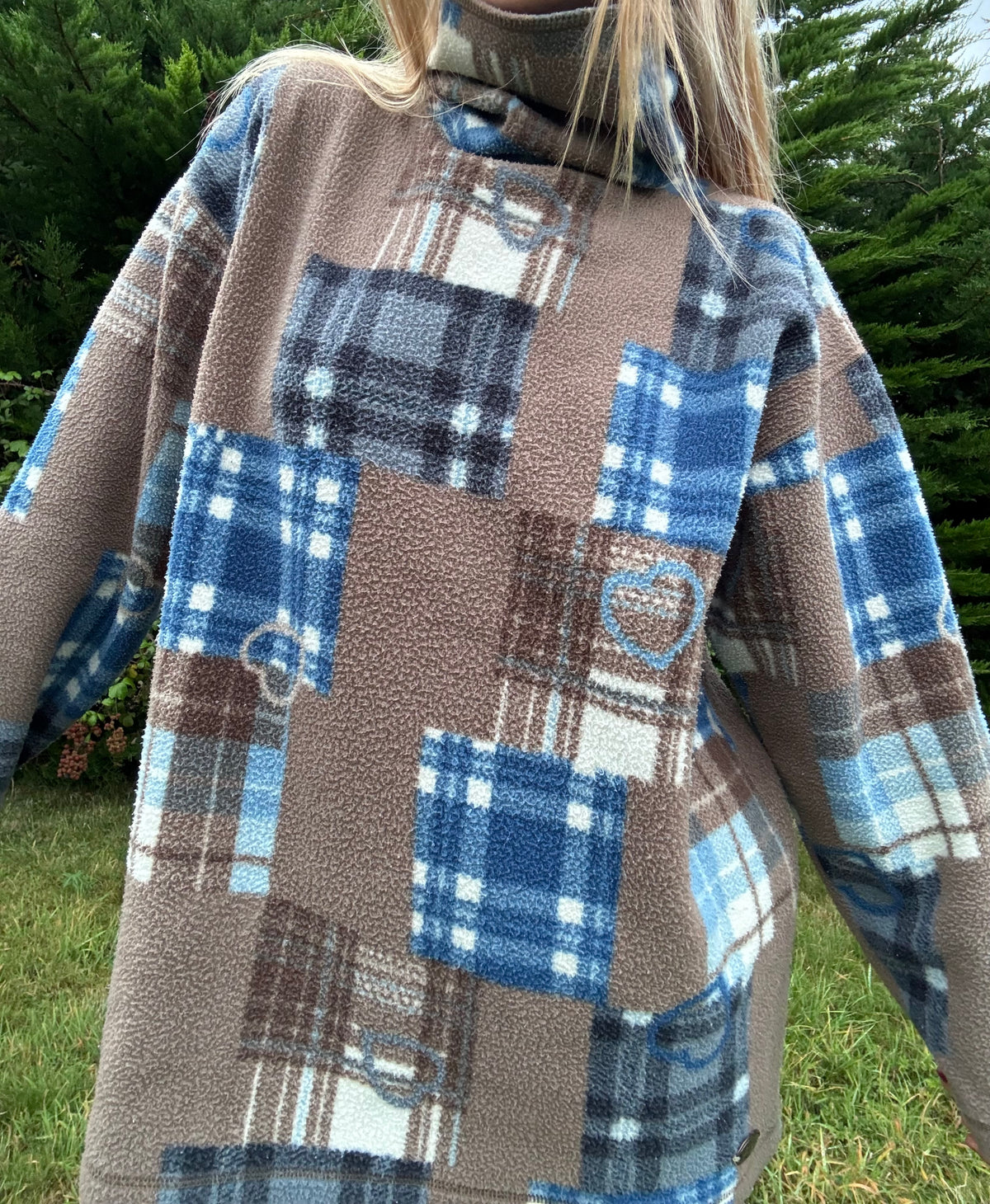 Cottage style high neck fleece