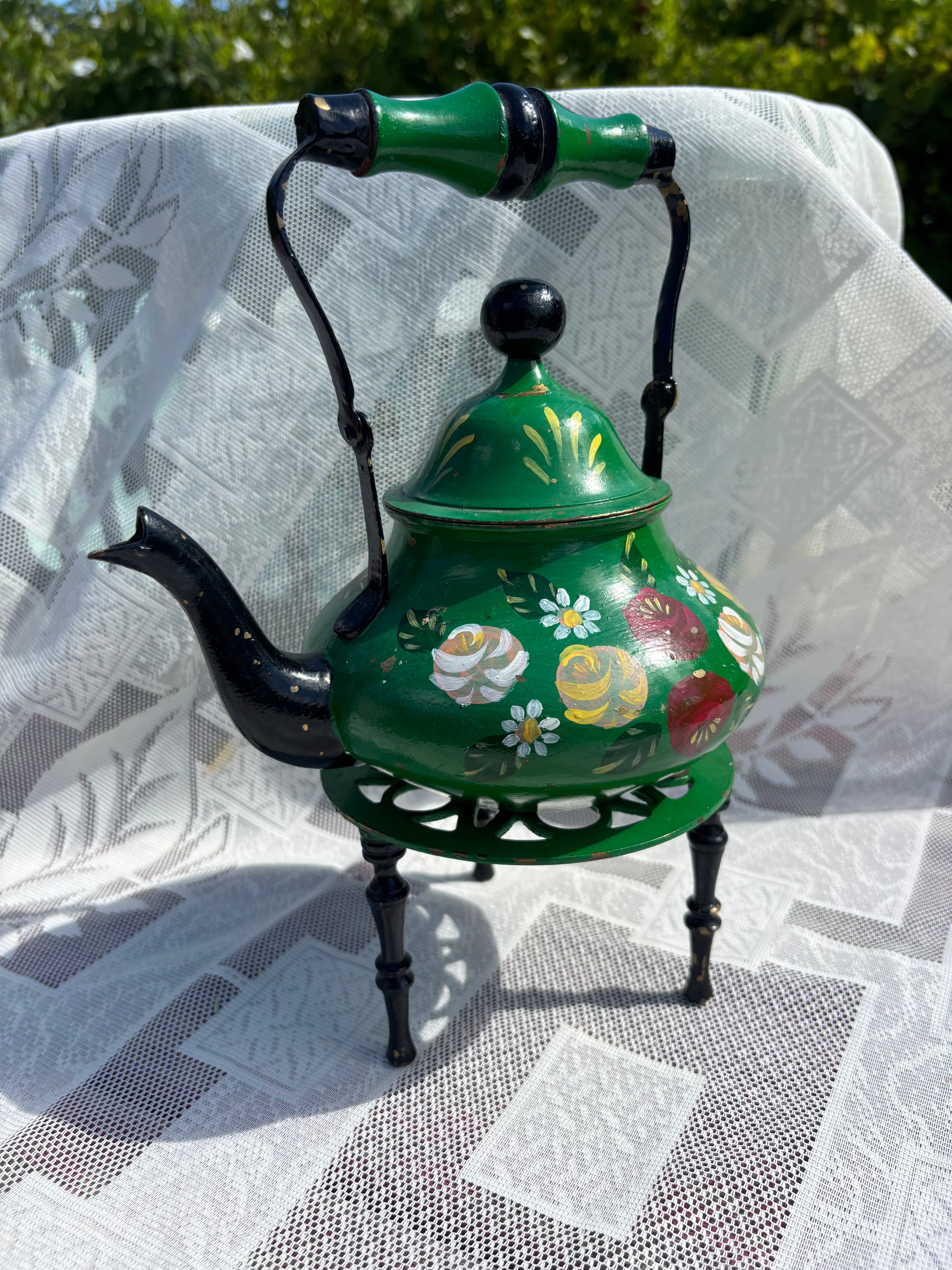 Vintage decorative hand-painted teapot