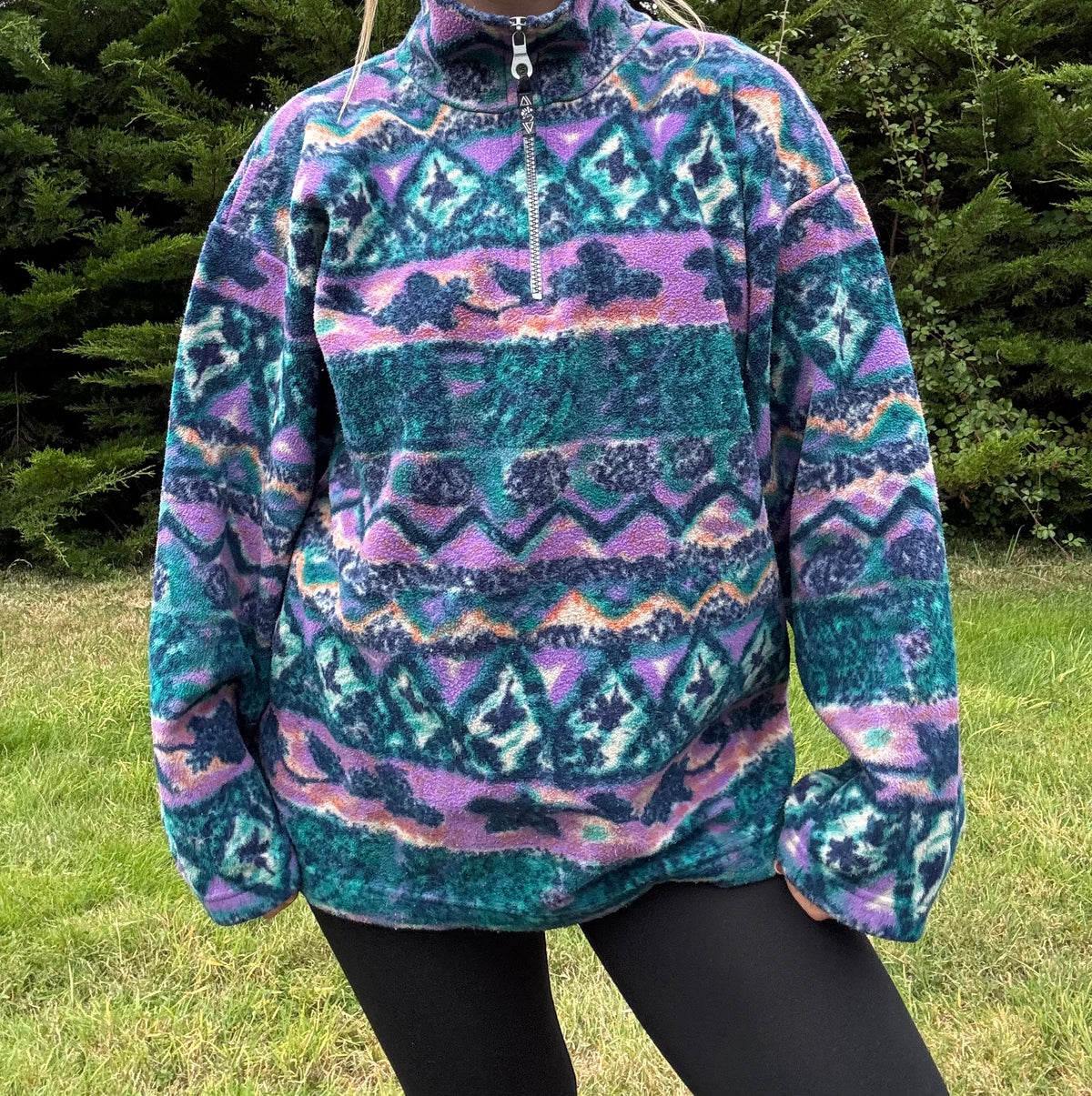 Funky patterned half zip fleece
