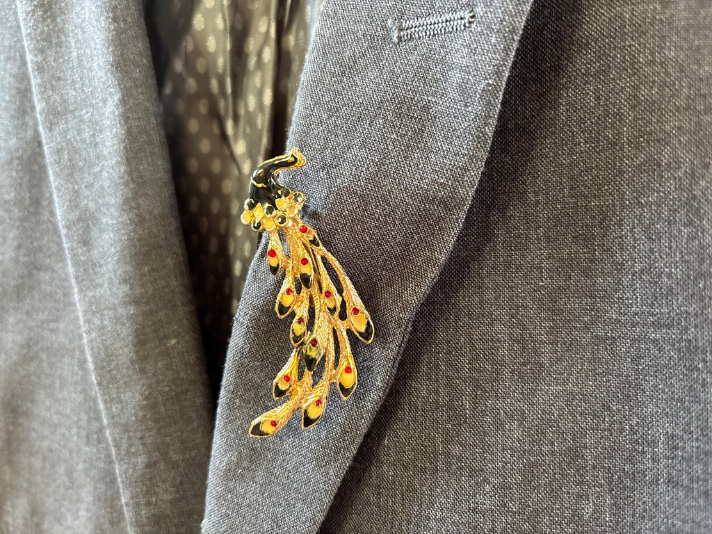 Vintage peacock brooch