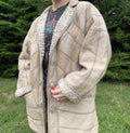 Fur lined patchwork leather jacket