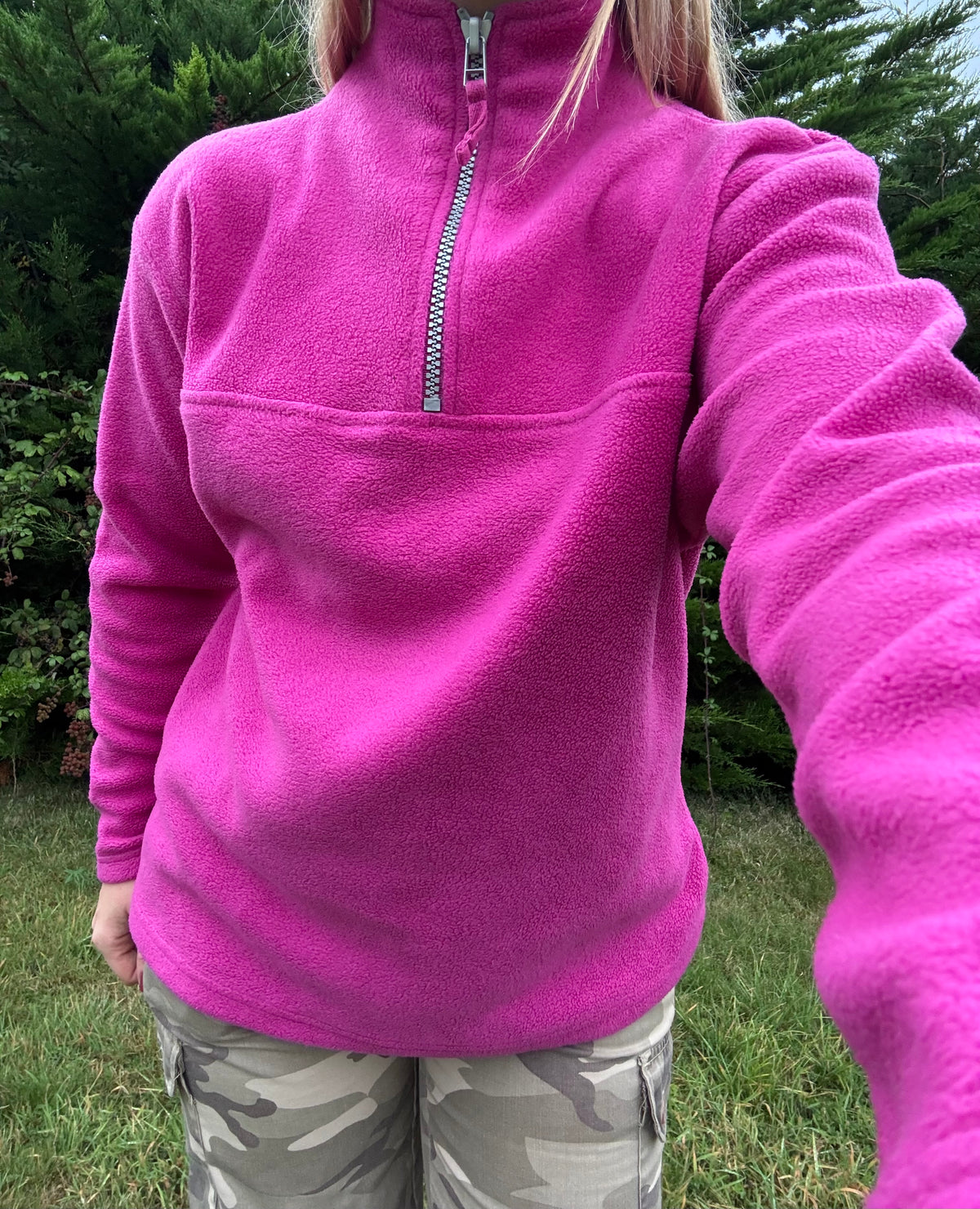 Hot pink half zip fleece