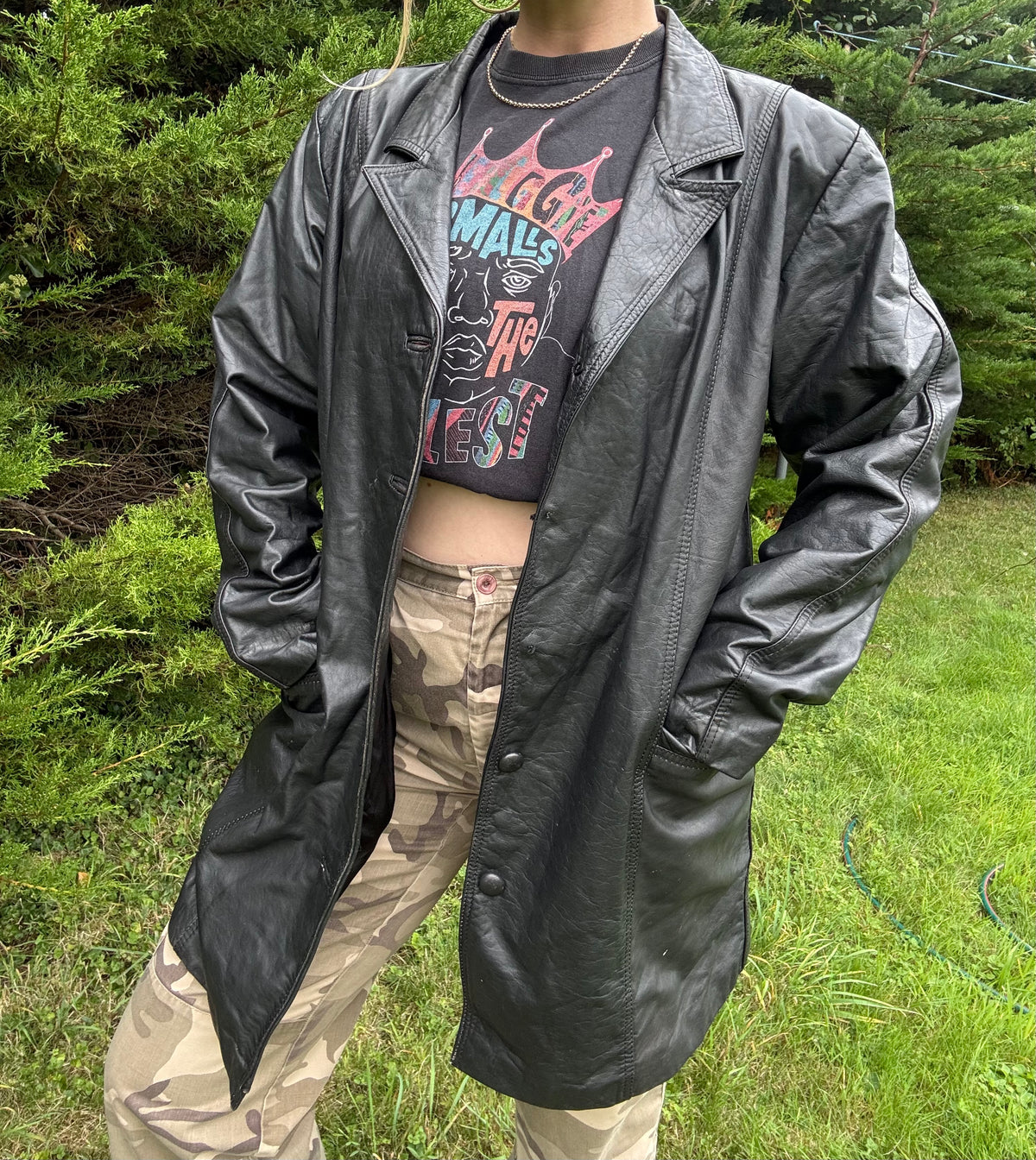 Matrix style vintage 90s leather jacket
