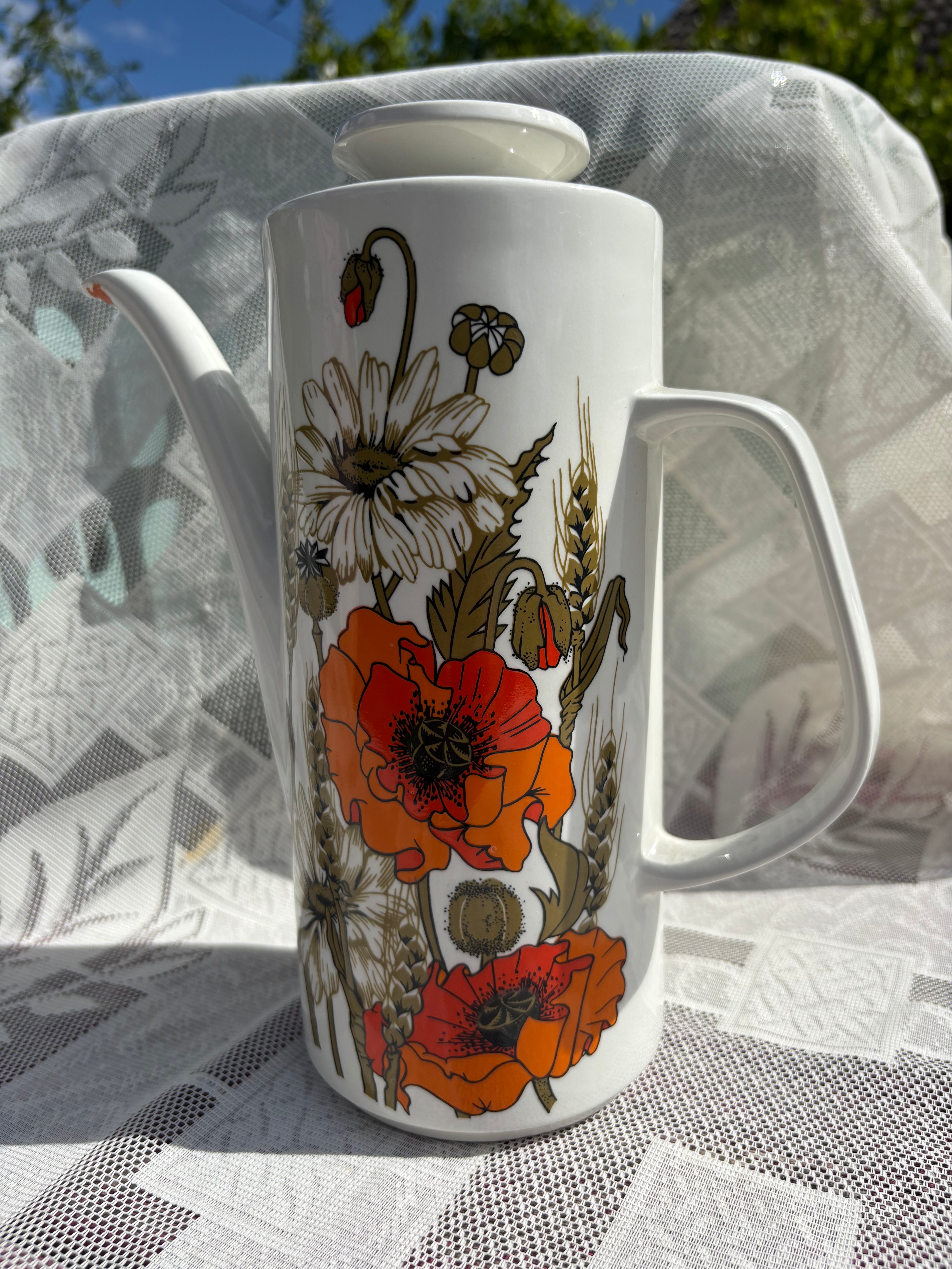 1970s orange poppy coffee pot