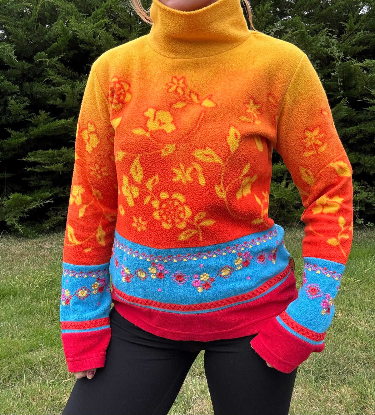 Cute orange high neck fleece