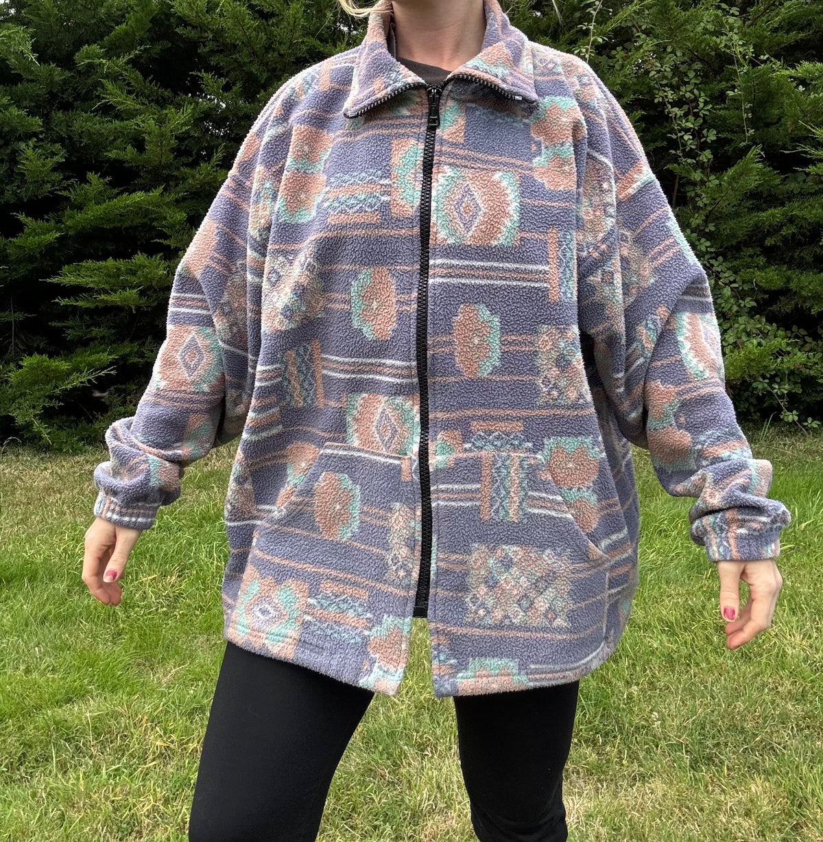Full zip funky vintage fleece