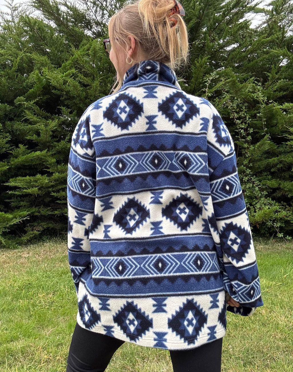Blue, Navy and White Aztec Fleece