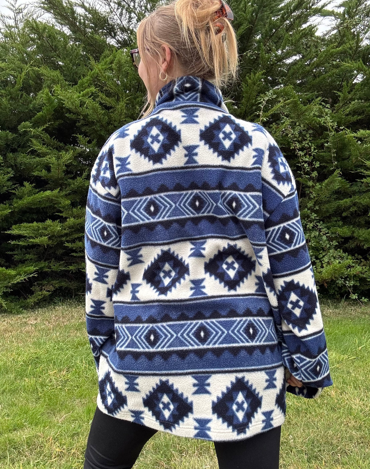 Blue, Navy and White Aztec Fleece