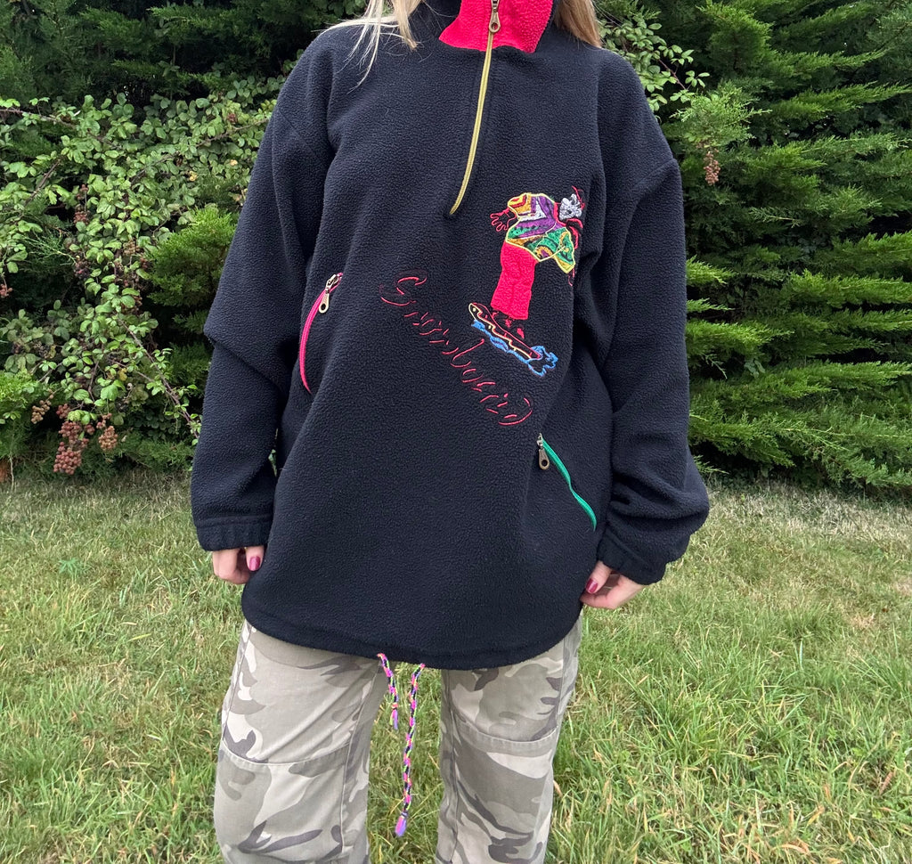 Vintage ski graphic half zip fleece