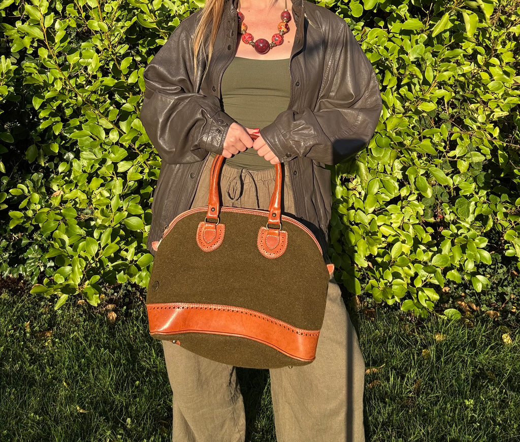 Bonfanti wool and leather vintage handbag