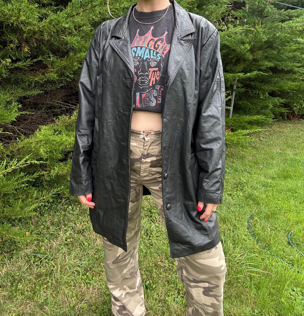Matrix style vintage 90s leather jacket
