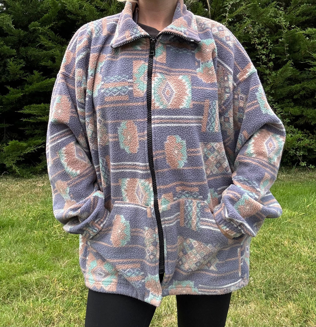 Full zip funky vintage fleece