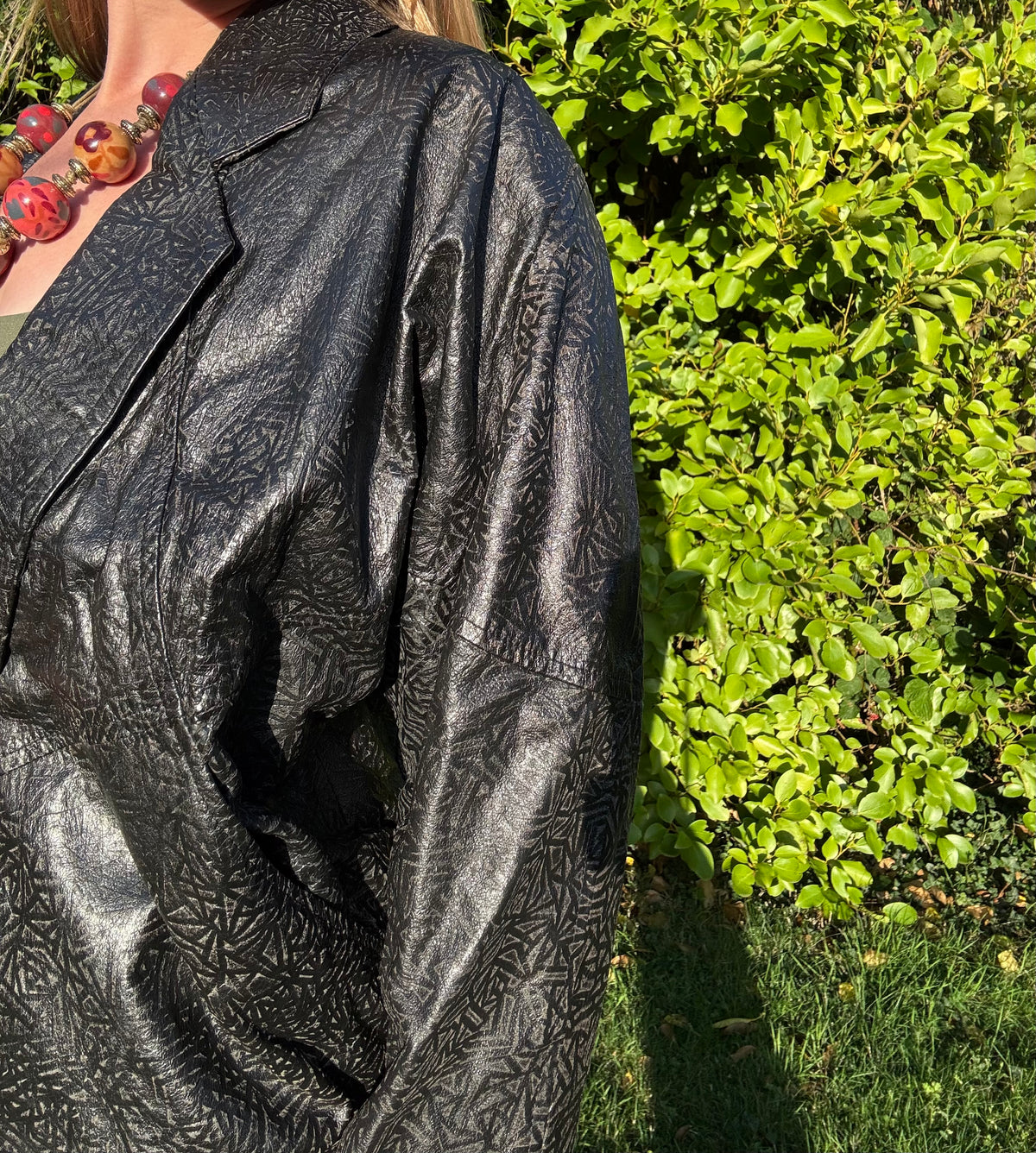 80s leather jacket imprinted design