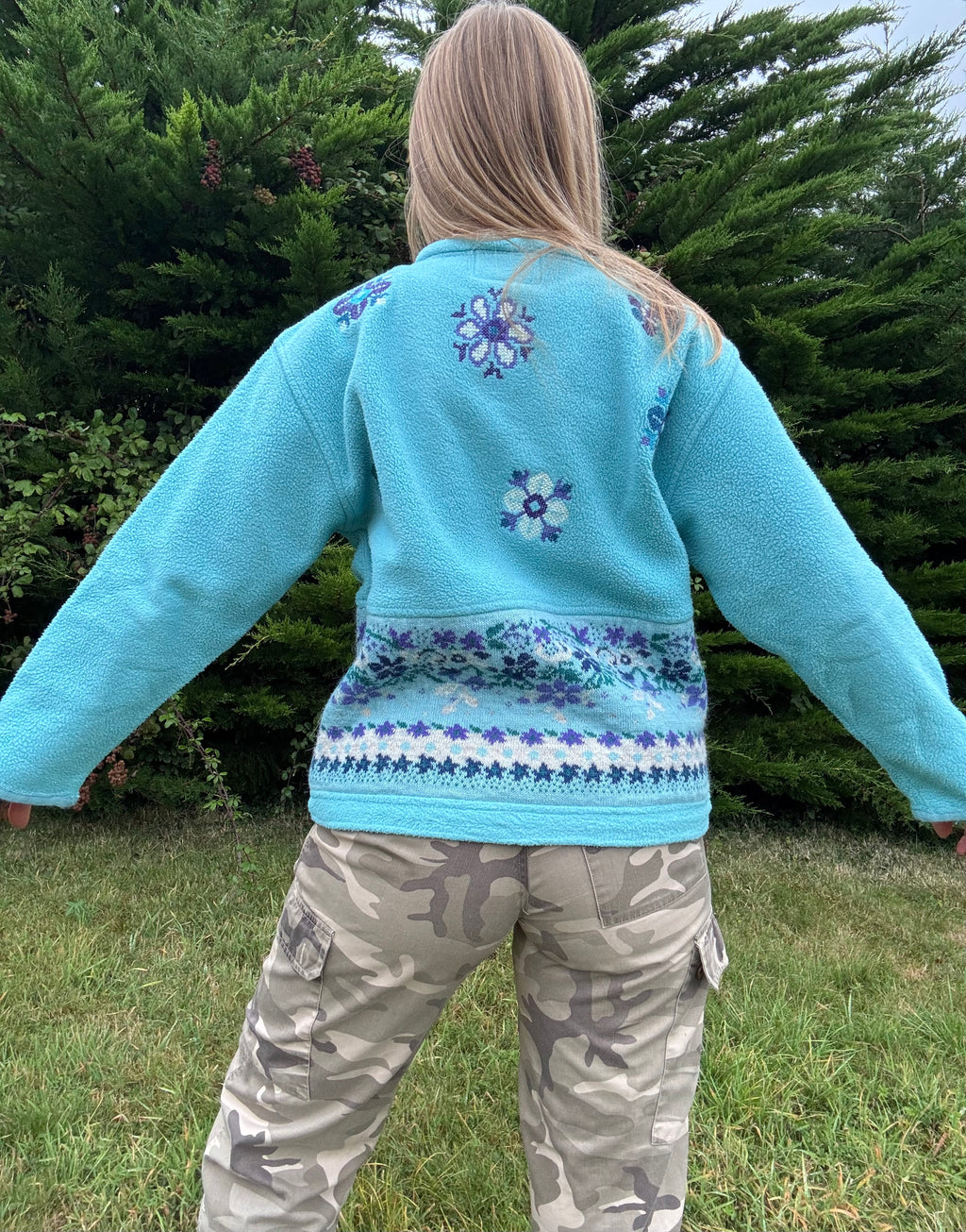 90s embroidered zip fleece