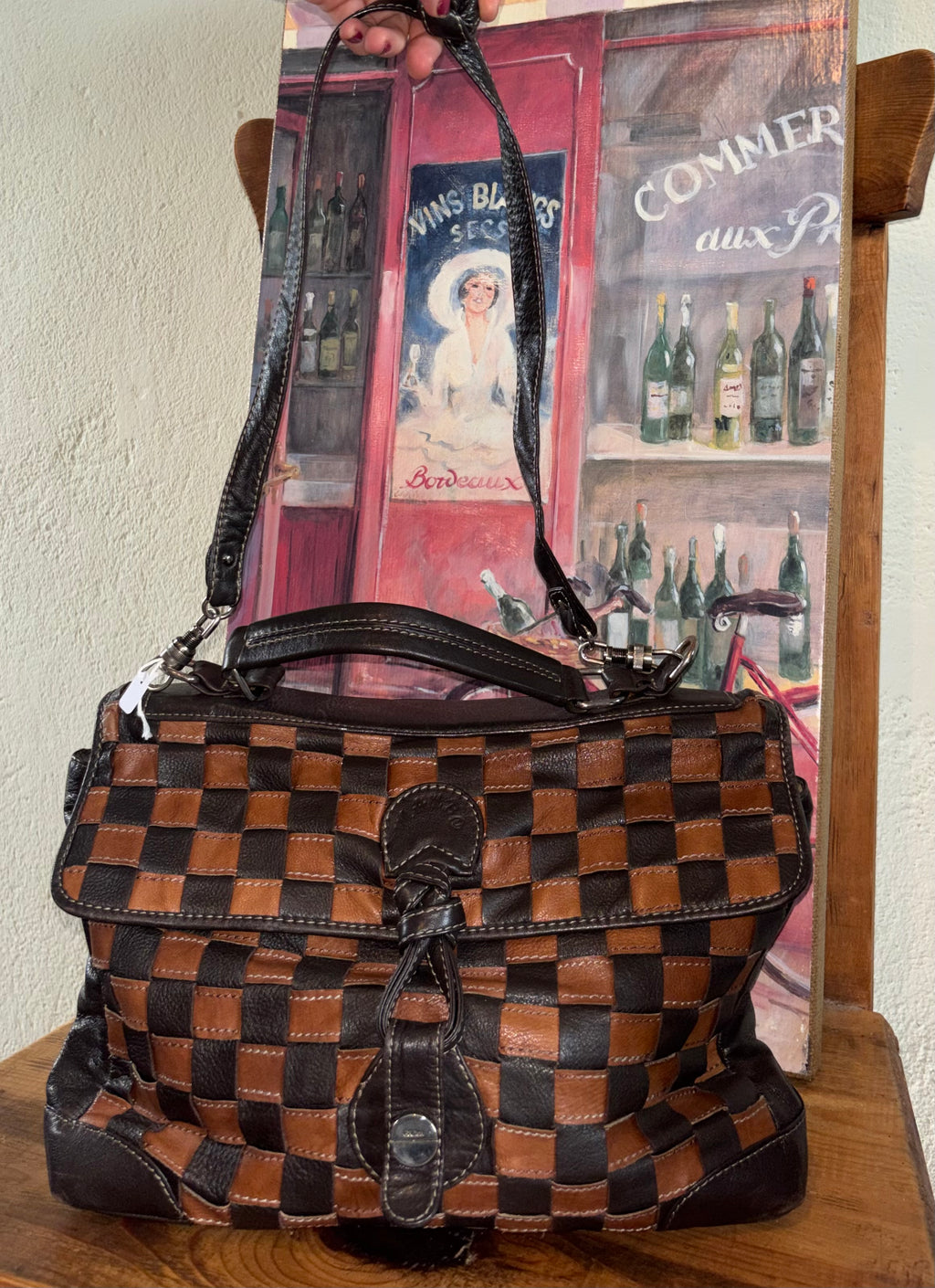 Italian leather criss cross handbag