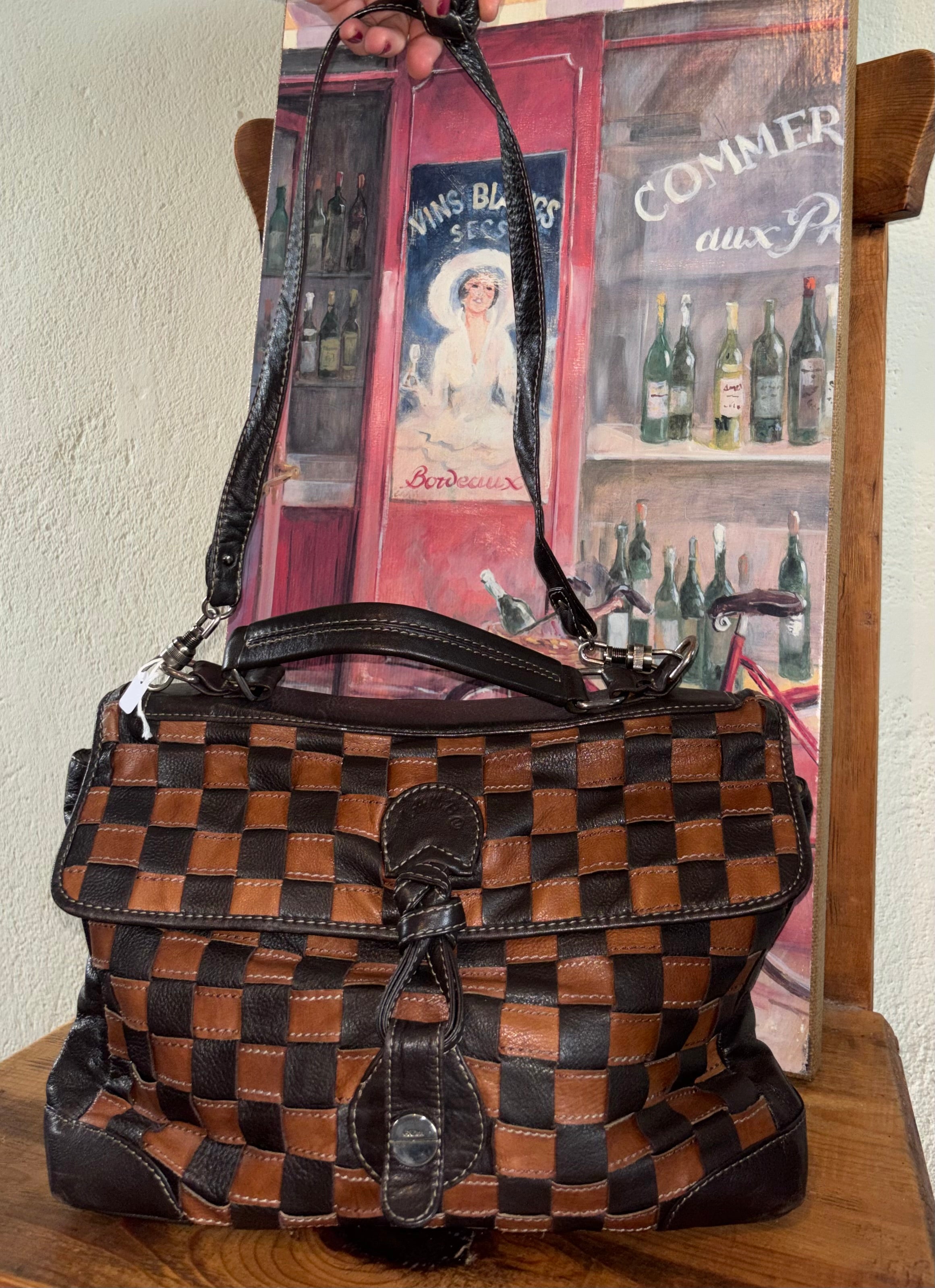Italian leather criss cross handbag