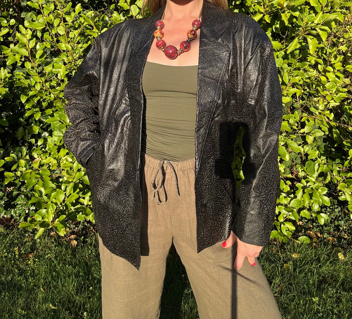 80s leather jacket imprinted design