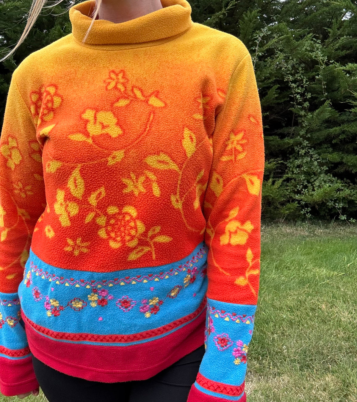 Cute orange high neck fleece