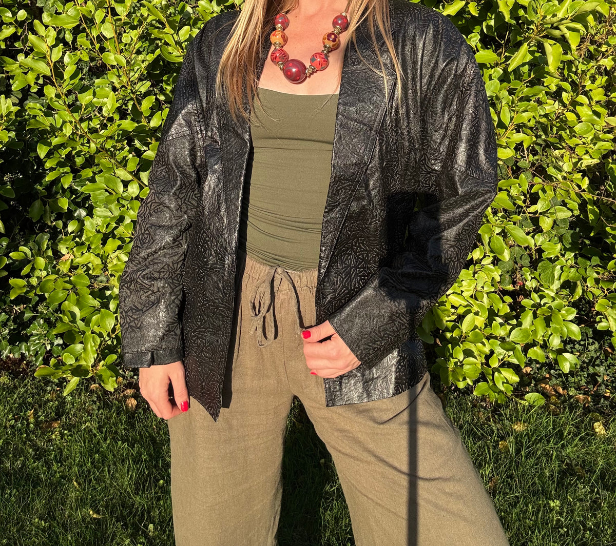 80s leather jacket imprinted design