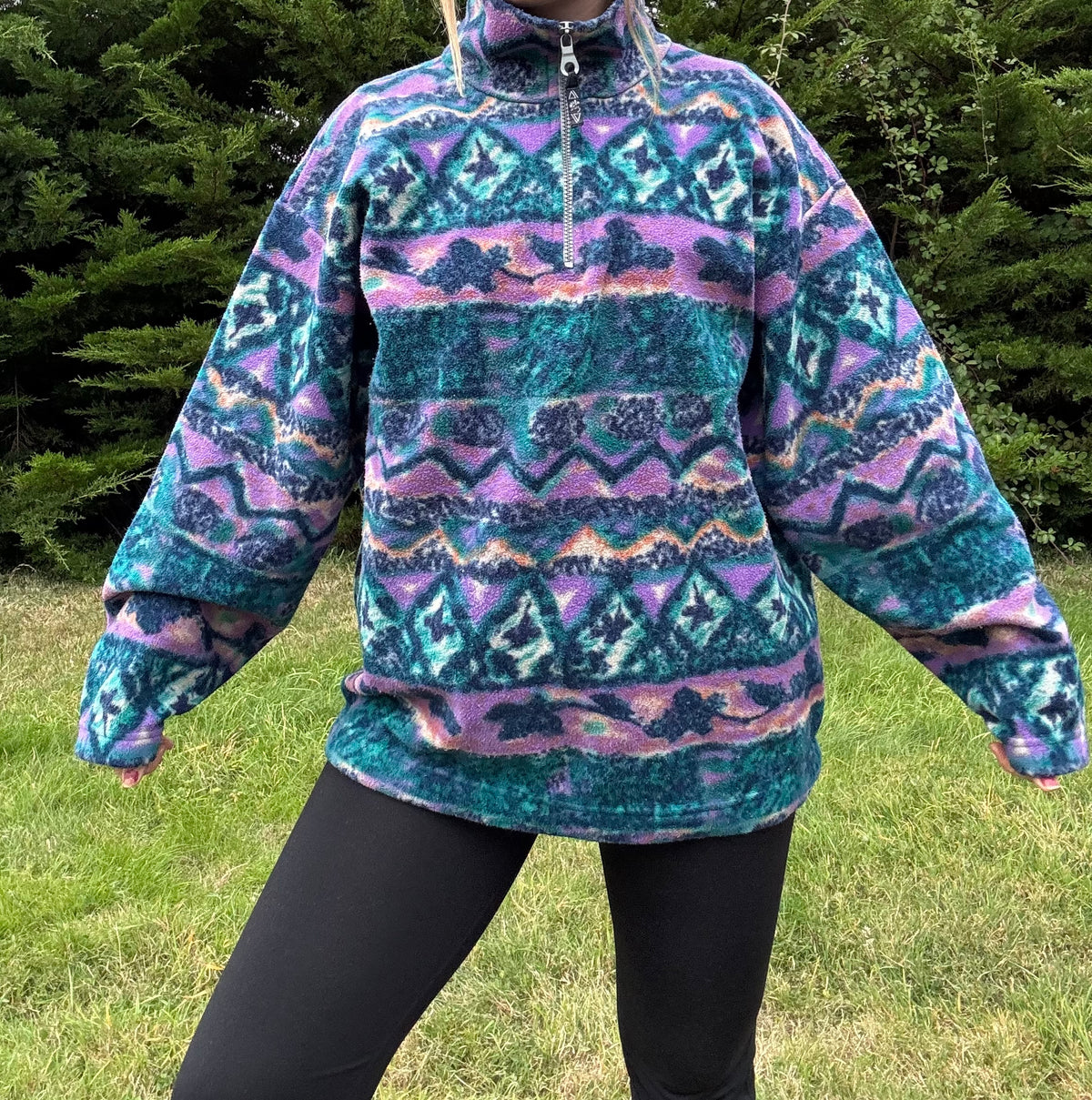 Funky patterned half zip fleece