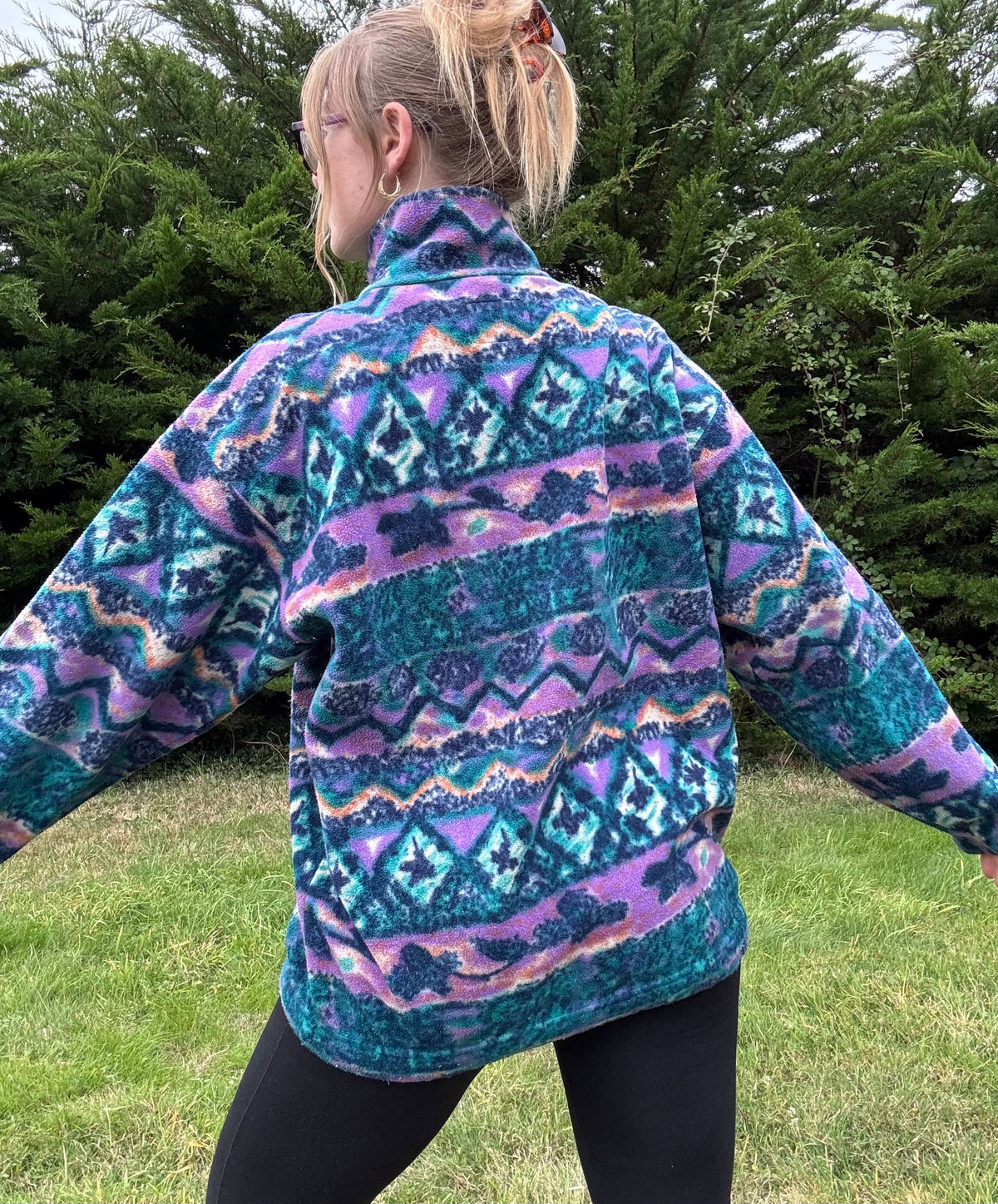 Funky patterned half zip fleece