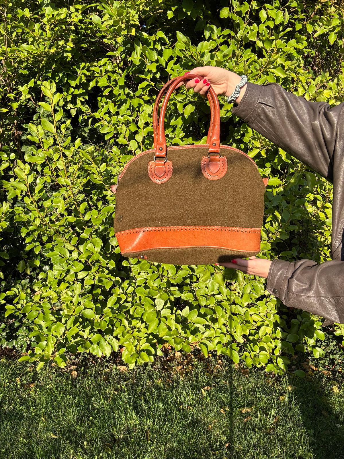 Bonfanti wool and leather vintage handbag