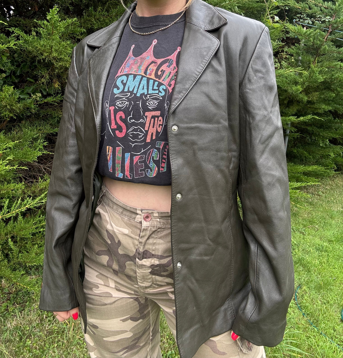 Dark green Khaki leather blazer