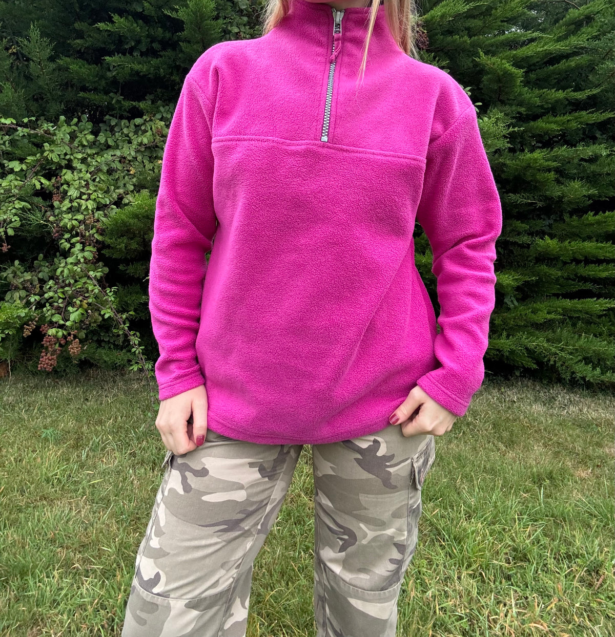 Hot pink half zip fleece
