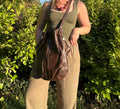 Brown leather handbag