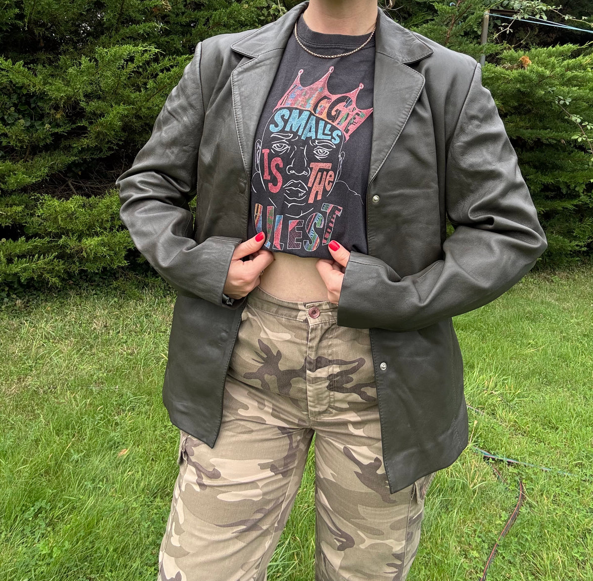 Dark green Khaki leather blazer