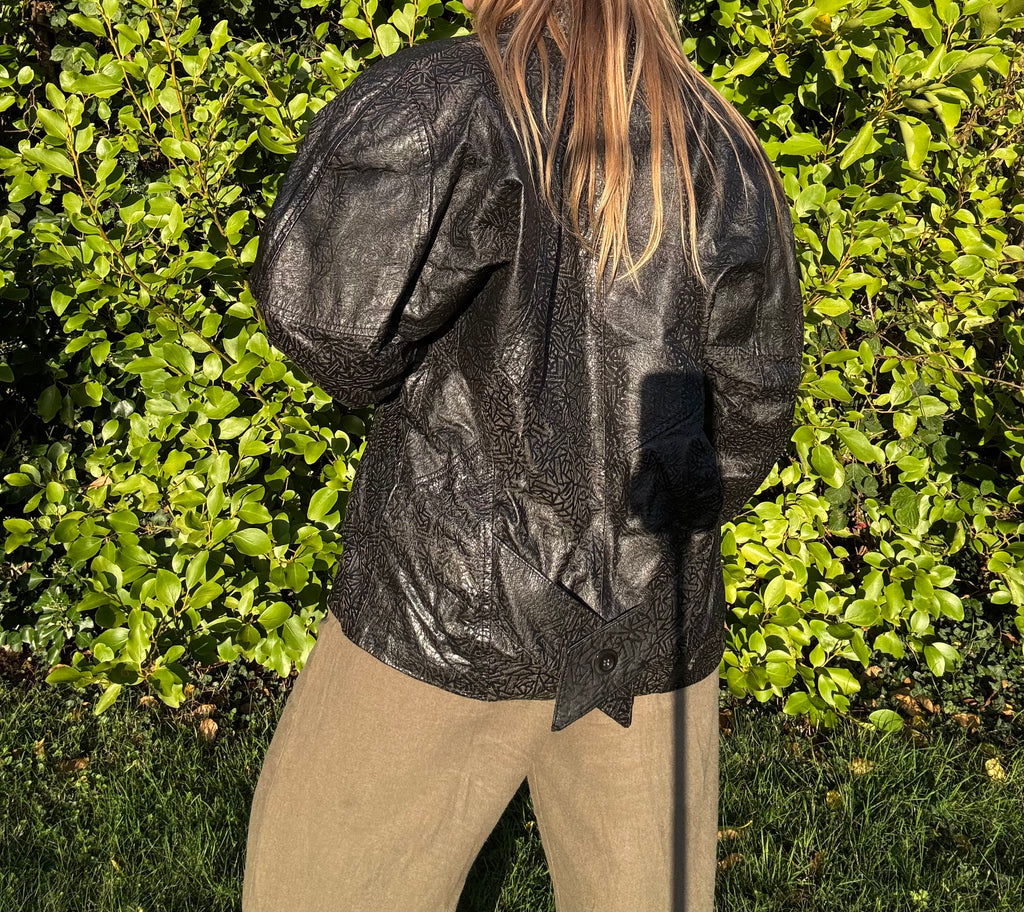 80s leather jacket imprinted design