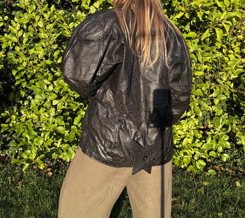 80s leather jacket imprinted design